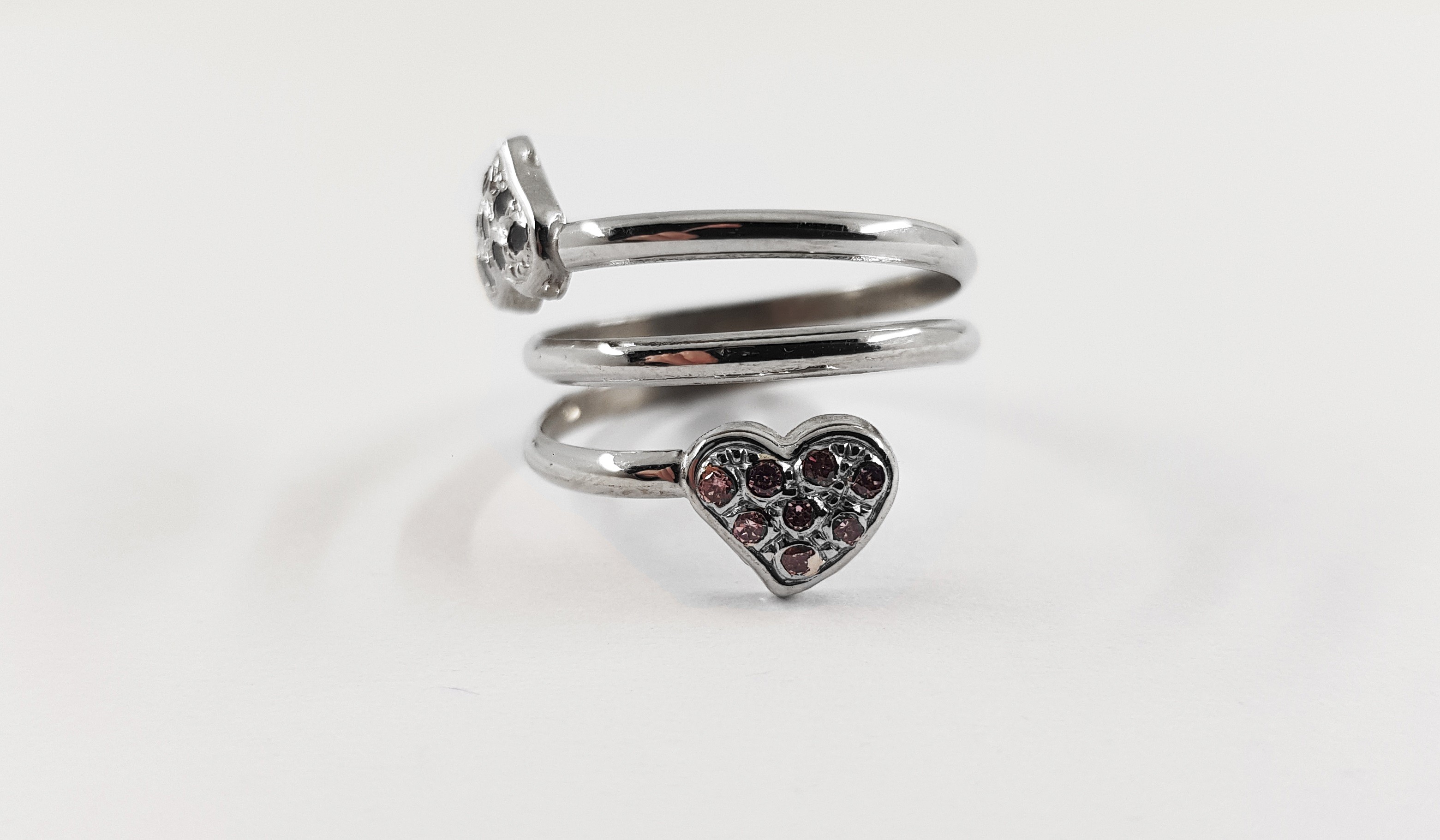 Anello in Argento 925 con Cuori e Zirconi Rosa