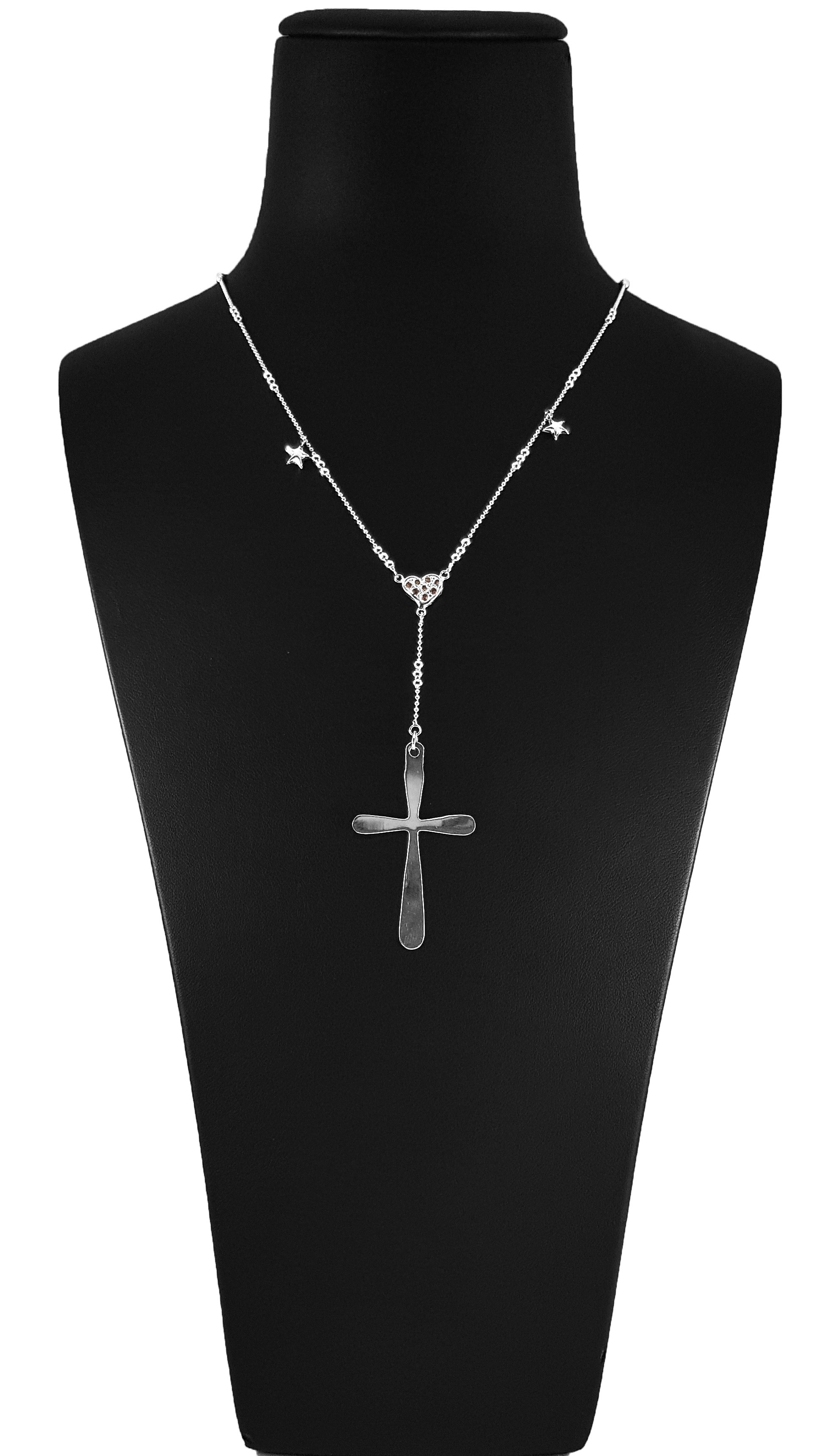 Collana a Rosario in Argento 925 con Croce