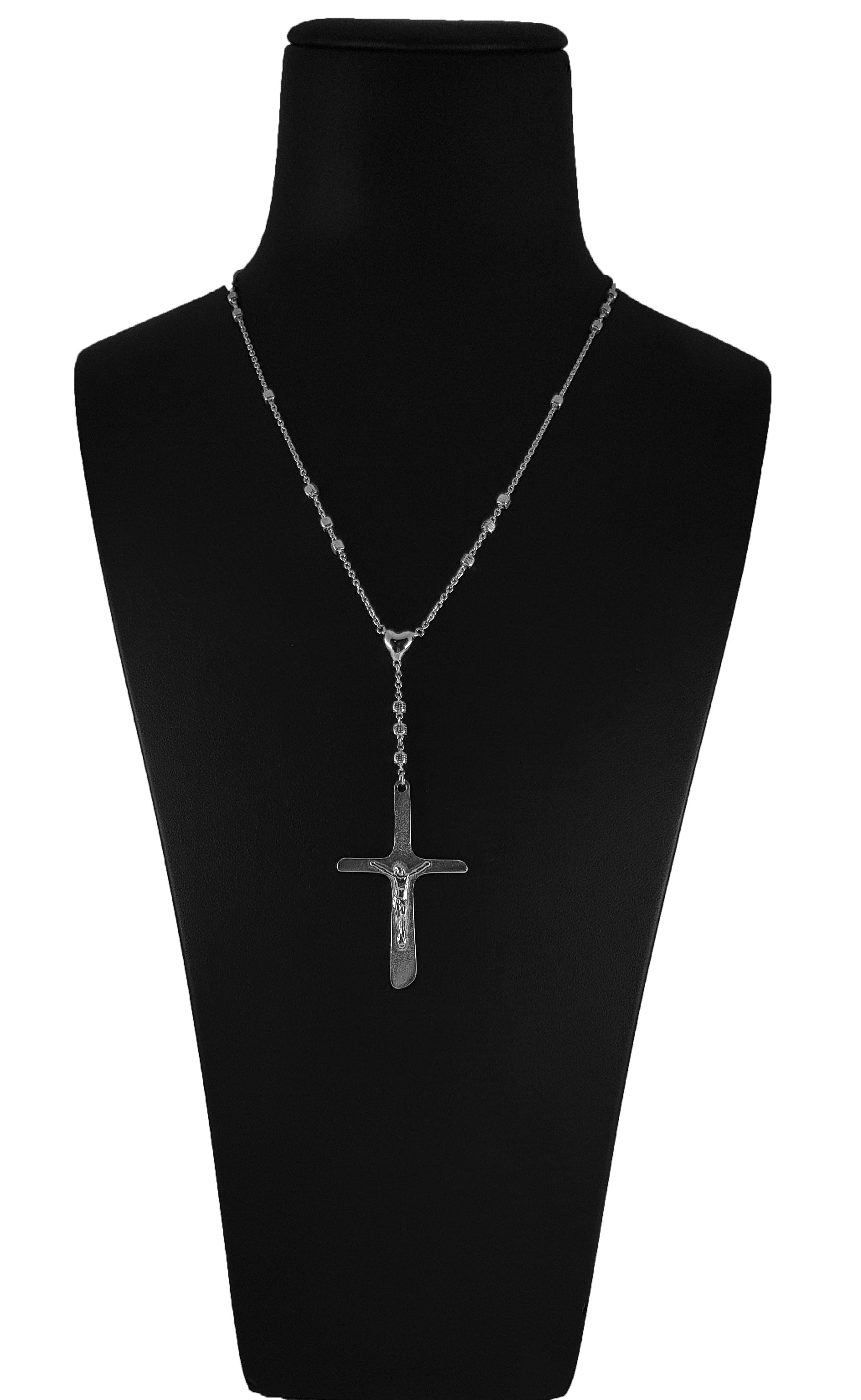 Collana a Rosario in Argento 925 con Croce