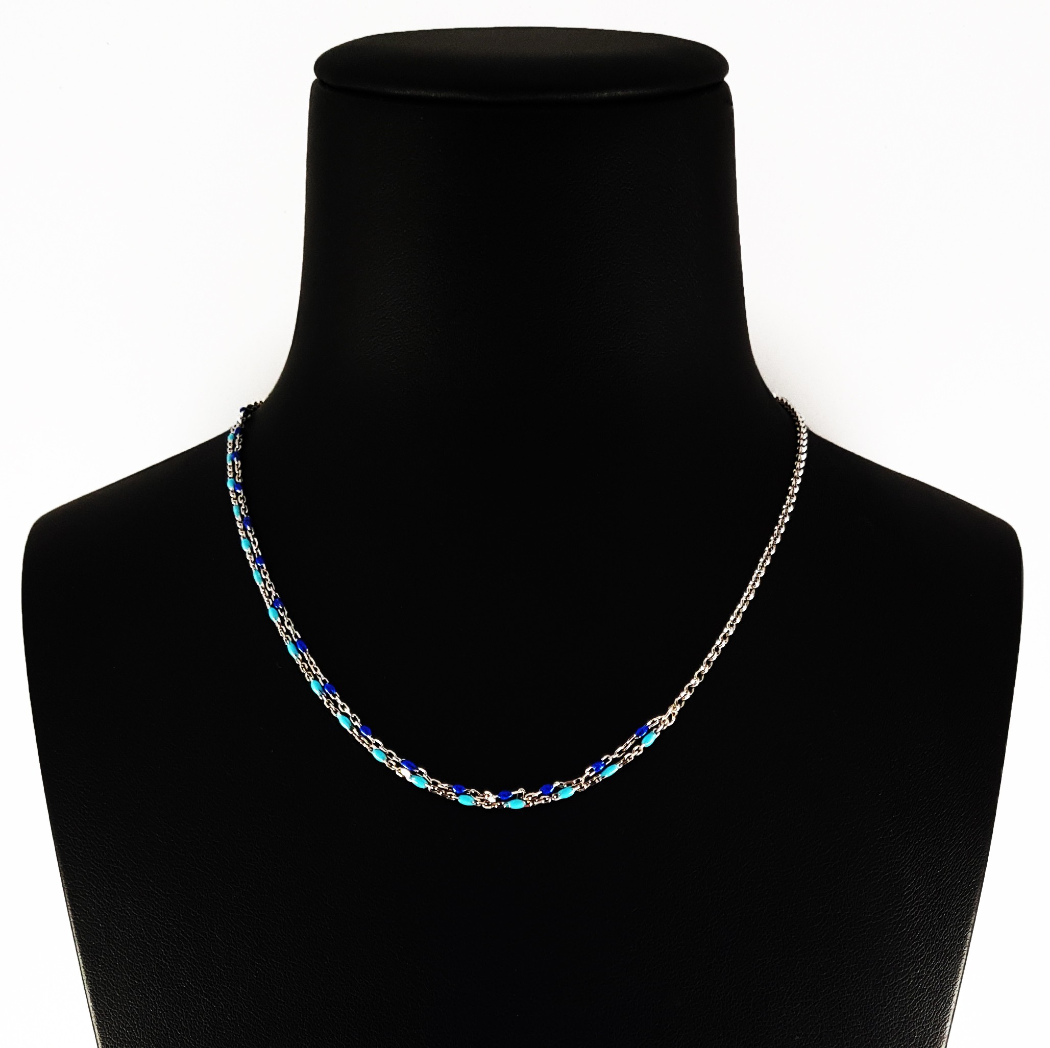 Collana in Argento 925 Bicolore Blu e Celeste