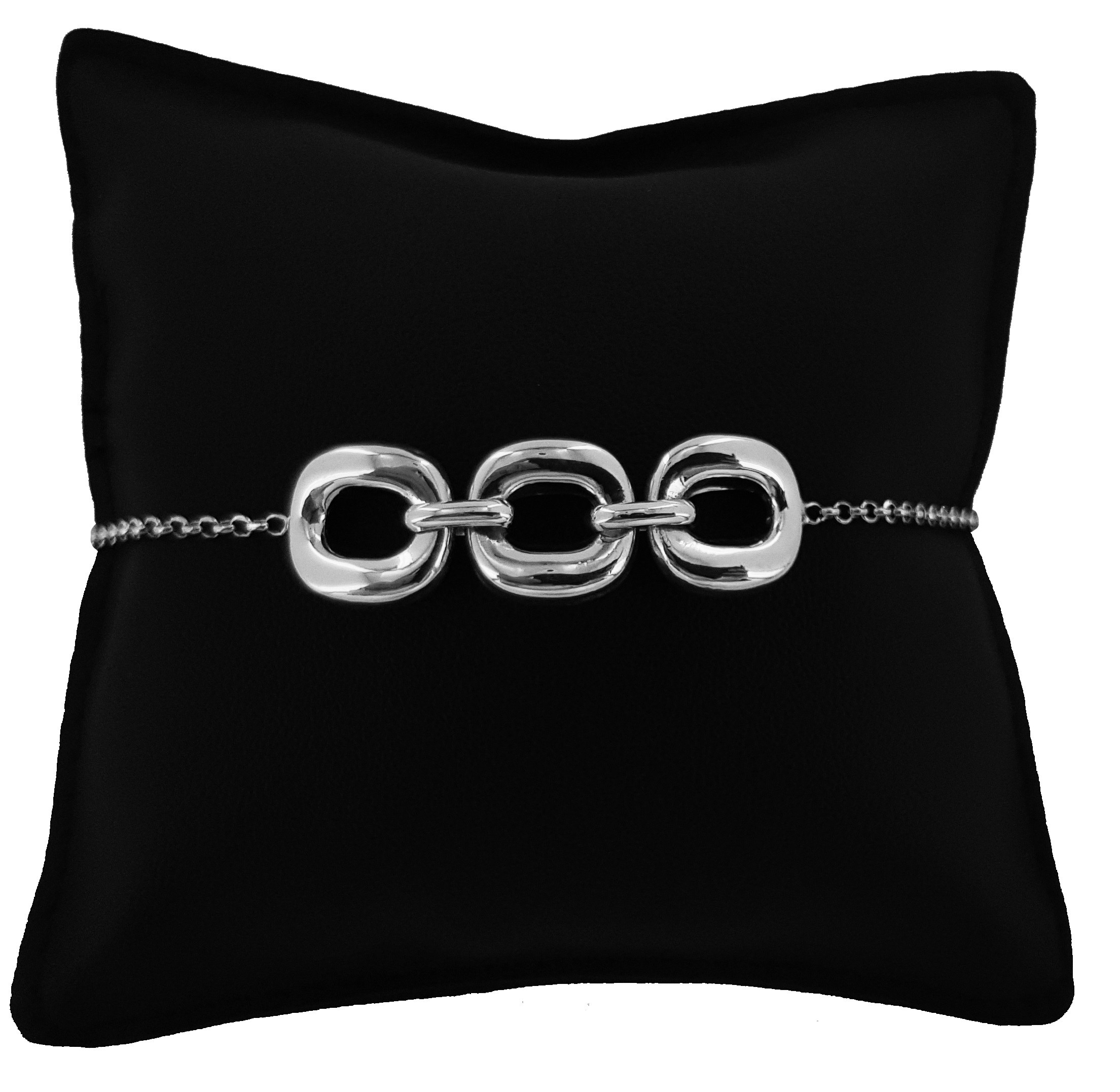 Bracciale Catena in Argento 925 con Maglie Quadrate Grandi