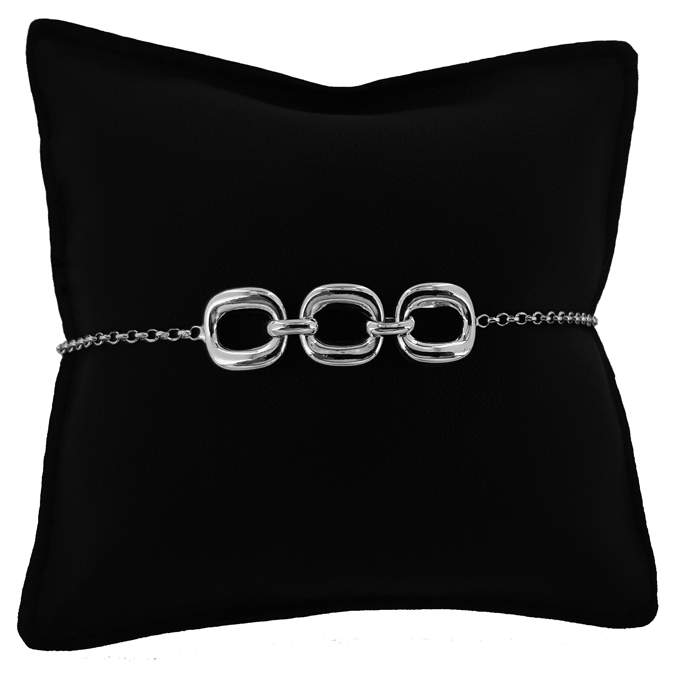 Bracciale Catena in Argento 925 con Maglie Quadrate Piccole 