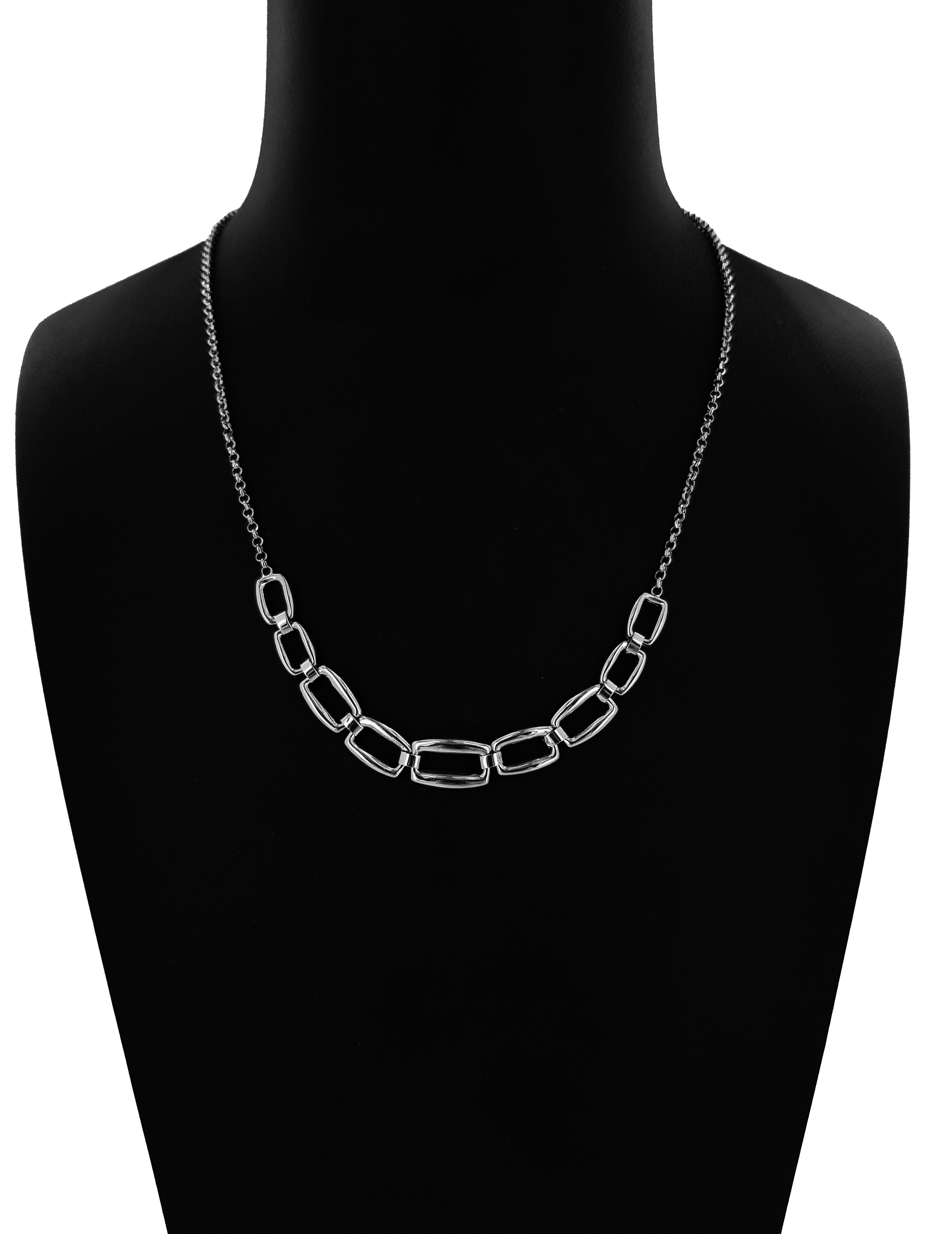 Collana Catena in Argento 925 con Maglie Rettangolari Scalare