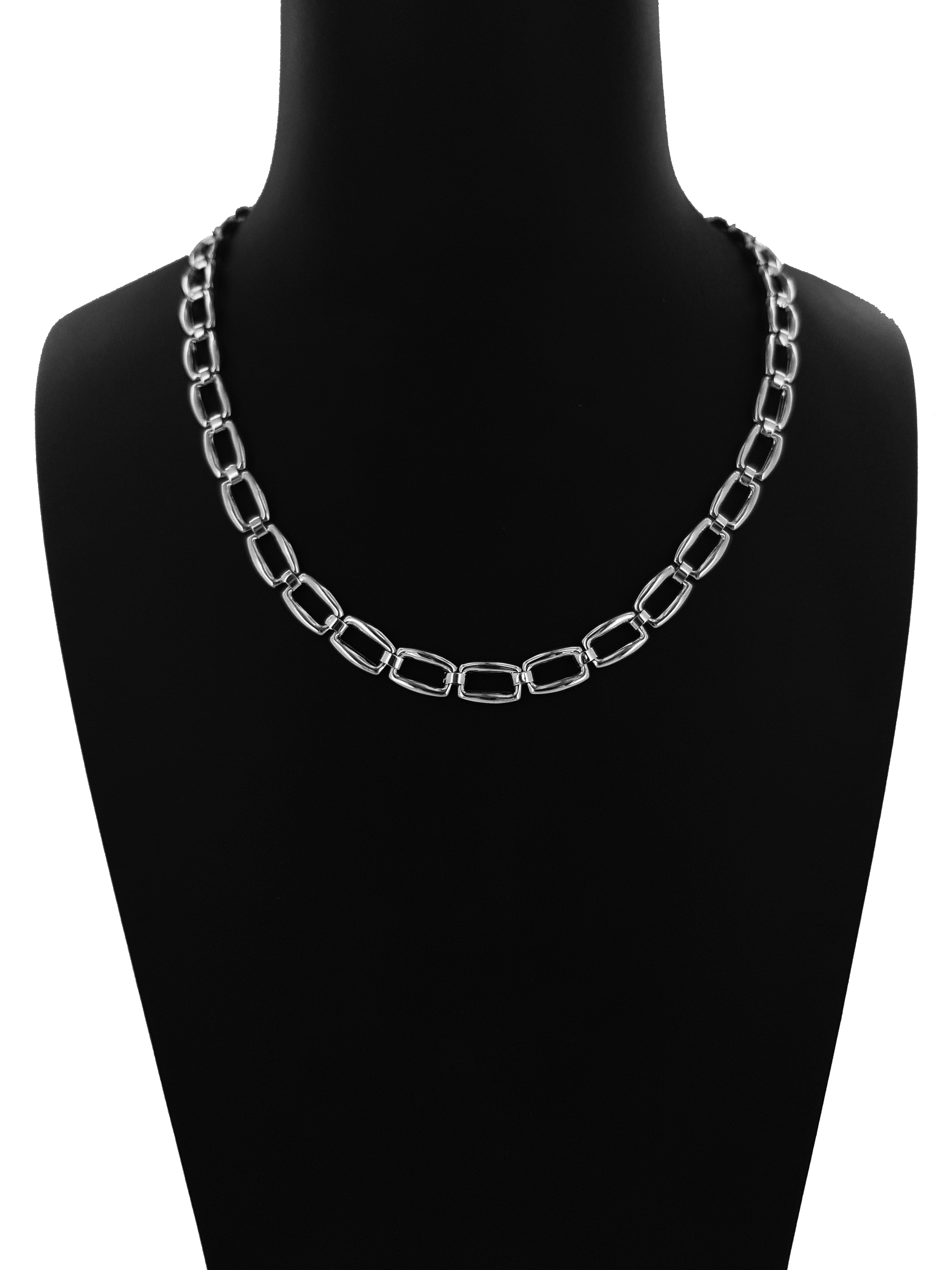 Collana in Argento 925 con Maglie Rettangolari Medie