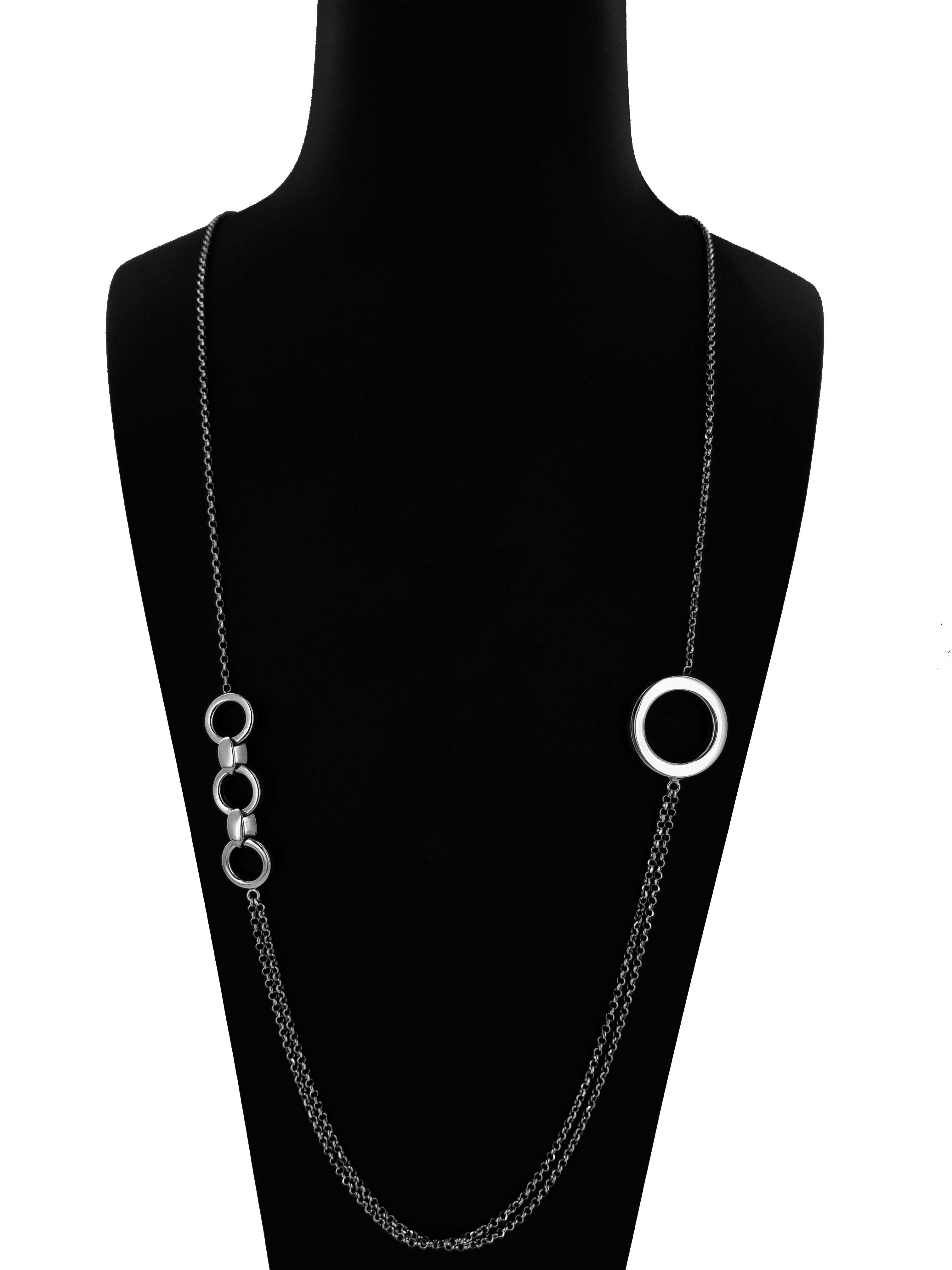 Collana Lunga In Argento 925 con Cerchi