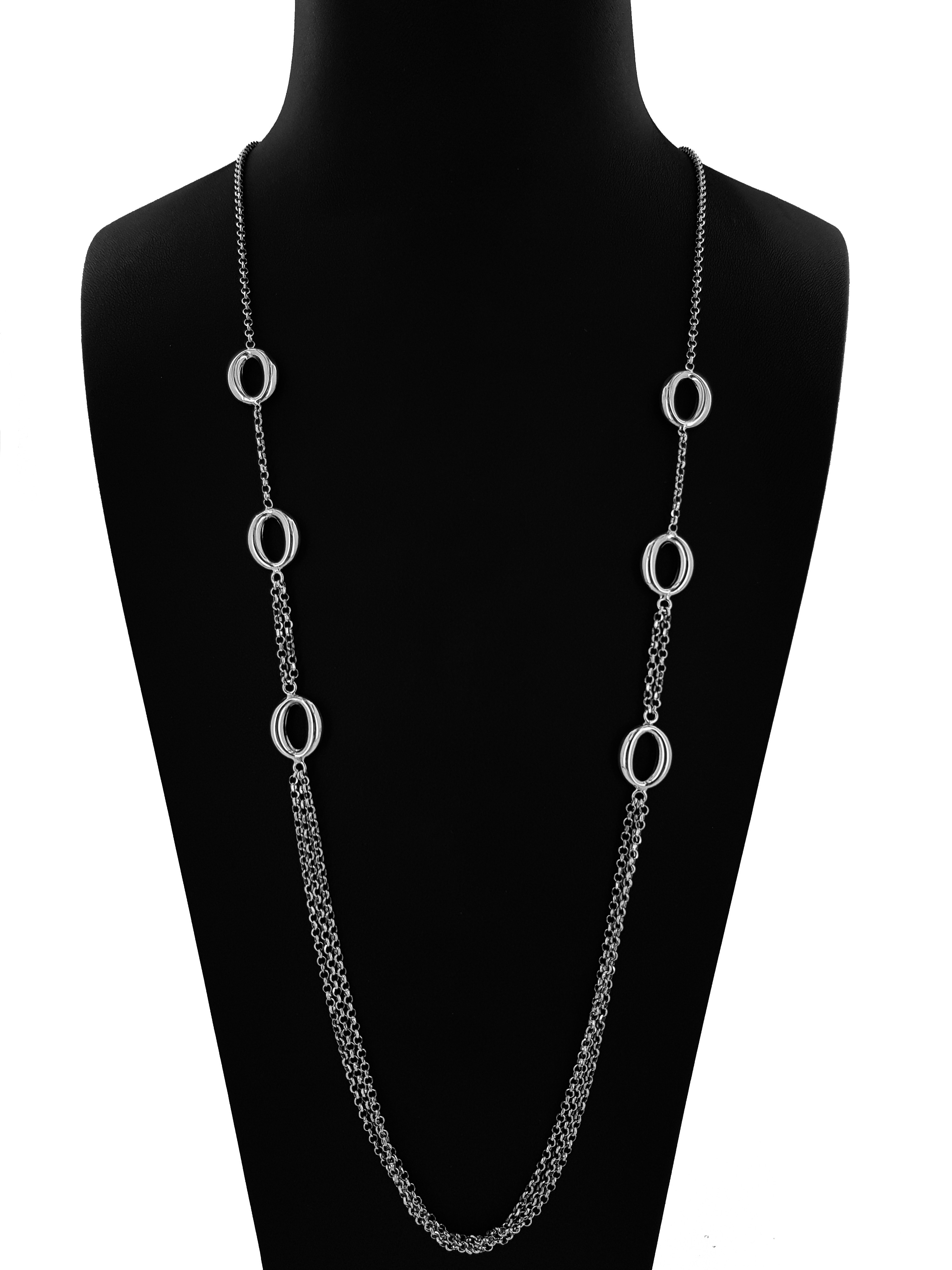 Collana Lunga in Argento 925 con Maglie Rolò