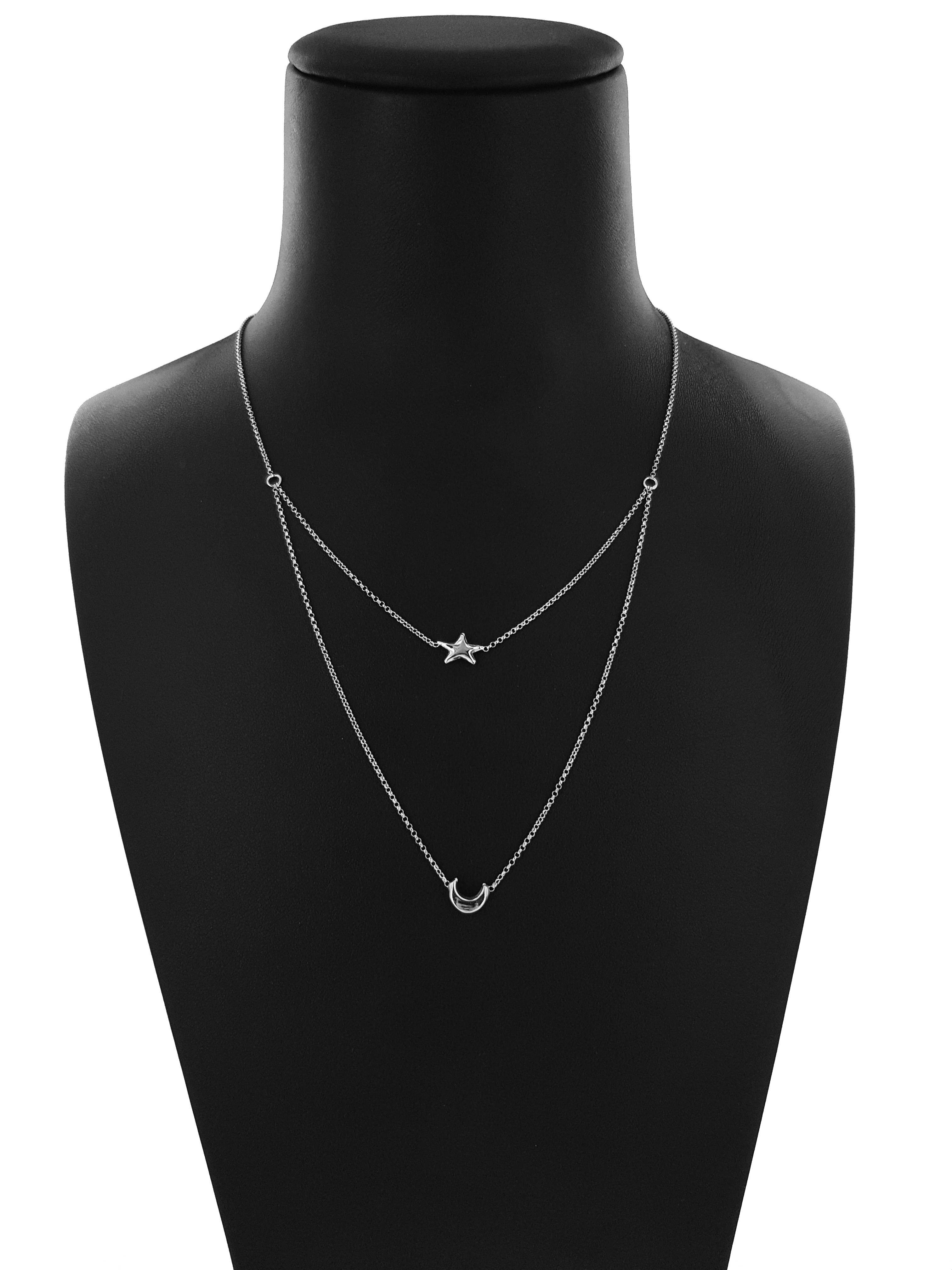 Collana Catena in Argento 925 Stella e Luna