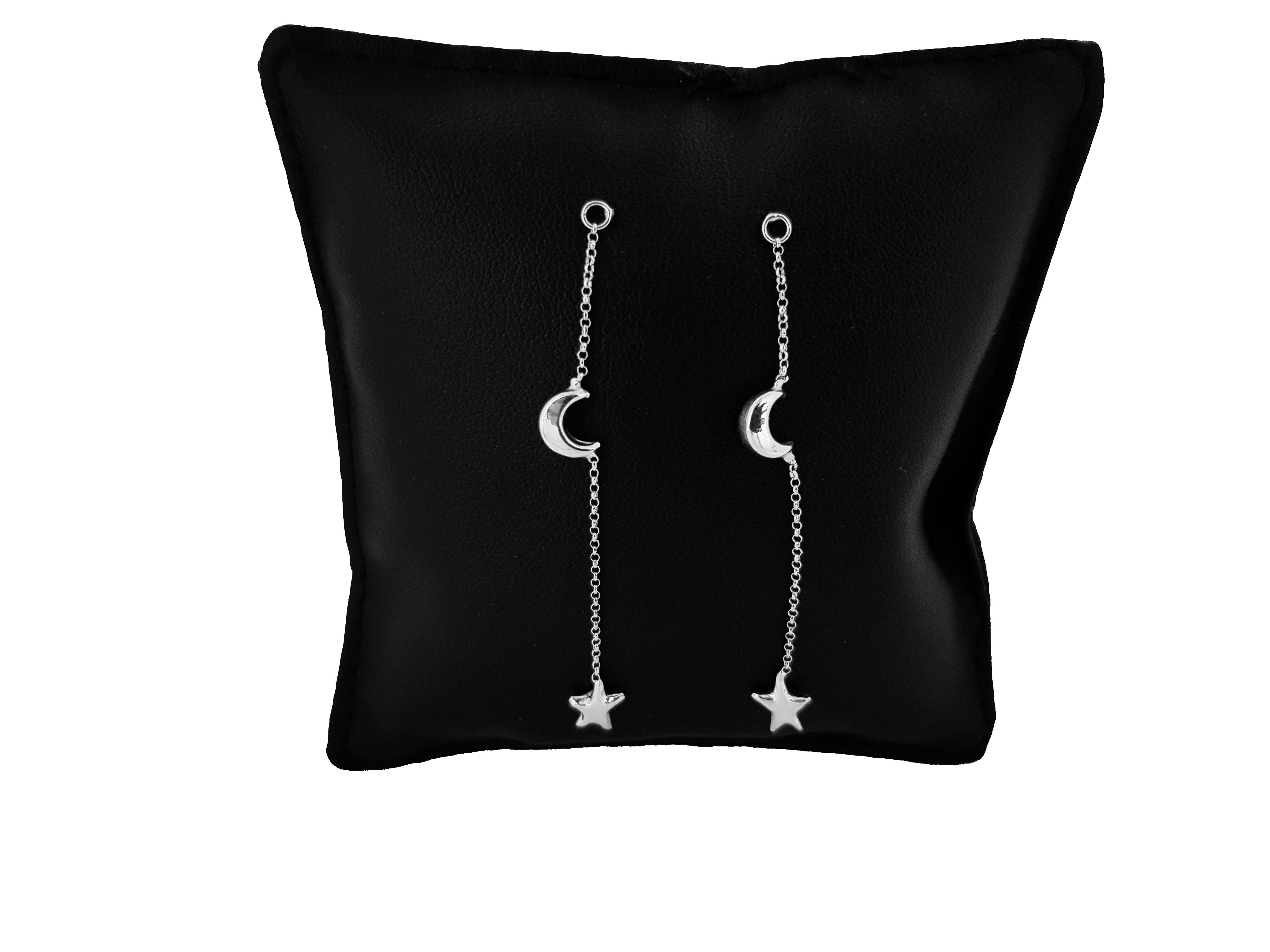 Orecchini Catena Minimal in Argento 925 con Stella e Luna