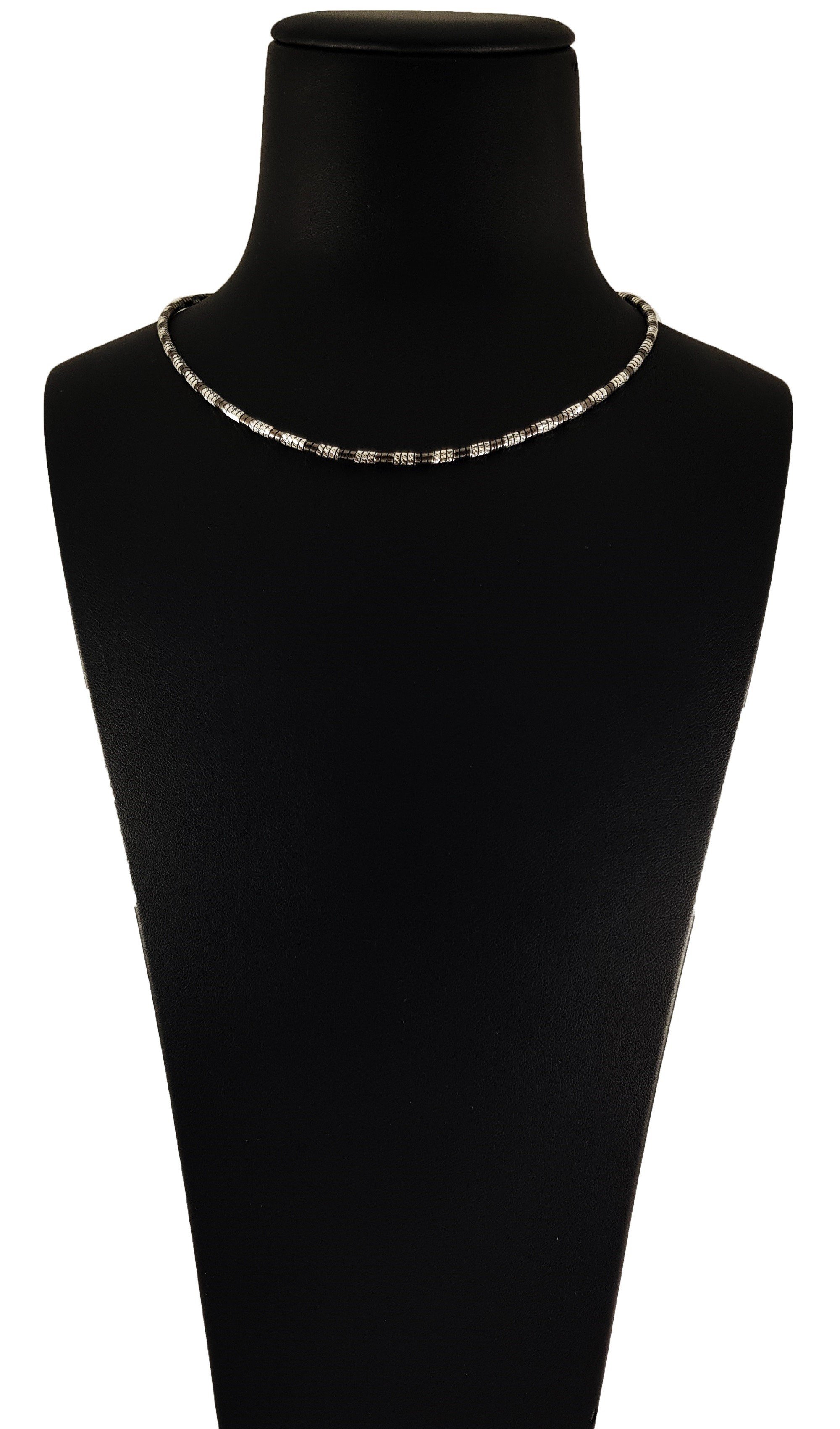 Collana Tubo flex Nera in Argento 925