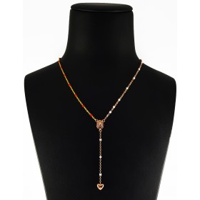 Collana Rosario in Argento 925 Bicolore con pendente Cuore