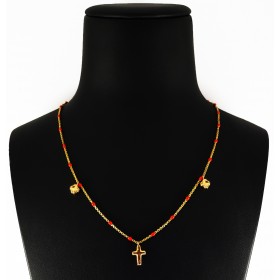 Collana in Argento 925 con croce e quadrifogli