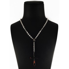 Collana Rosario in Argento 925 con Pietre Nere e Bianche