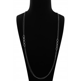 Collana Lunga in Argento 925 con Maglie Rettangolari Piccole