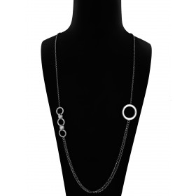 Collana Lunga In Argento 925 con Cerchi