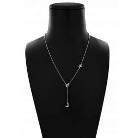 Collana Catena Minimal in Argento 925 Cuore Stella e Luna