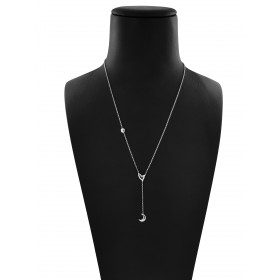 Collana Catena Minimal in Argento 925 con Luna Cuore e Cerchio